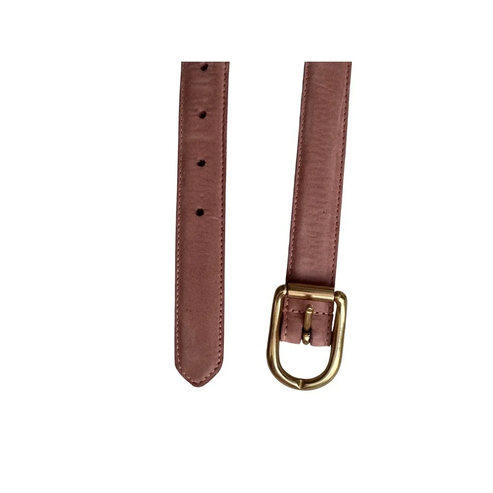 Coach Dusty Pink Leather Belt with Gold Buckle
